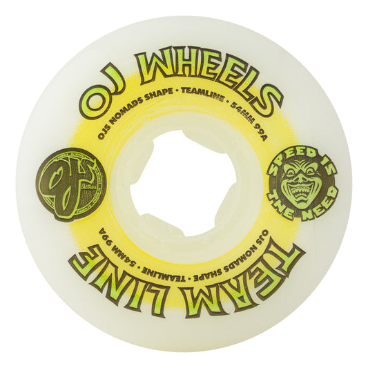 54mm Team Line Original White Yellow/Green Hardline 99a OJ Wheels