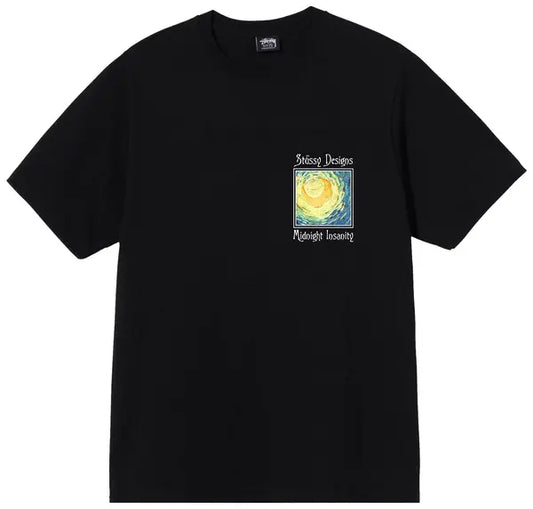 Camiseta Stussy Designs Midnight Insanity Van Gogh BLACK